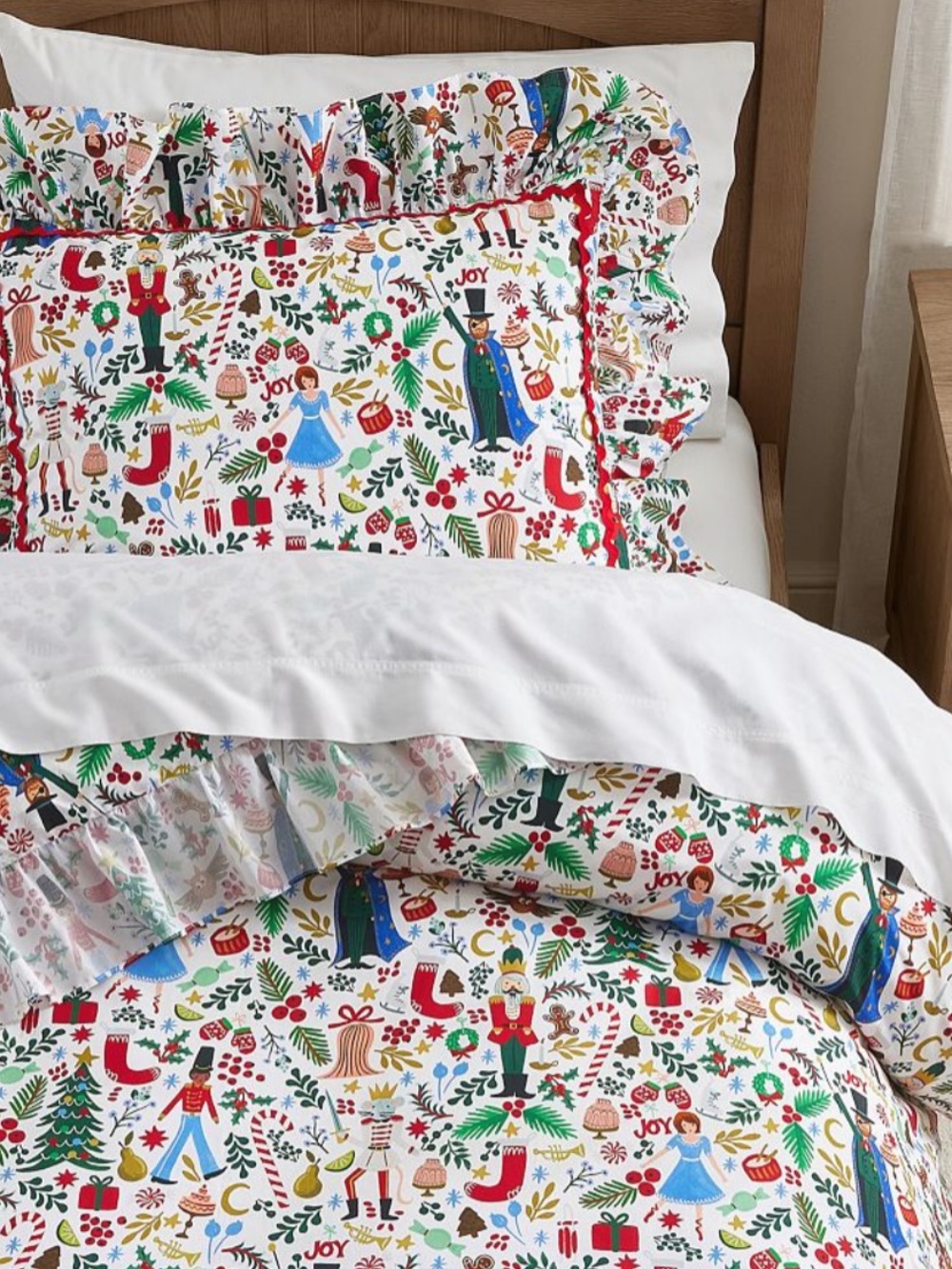 Pottery Barn Rifle Paper Co. Nutcracker Organic Duvet Twin NWOT